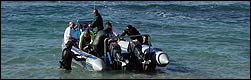 Shore entry on the RIB at the launch site for Protea Banks